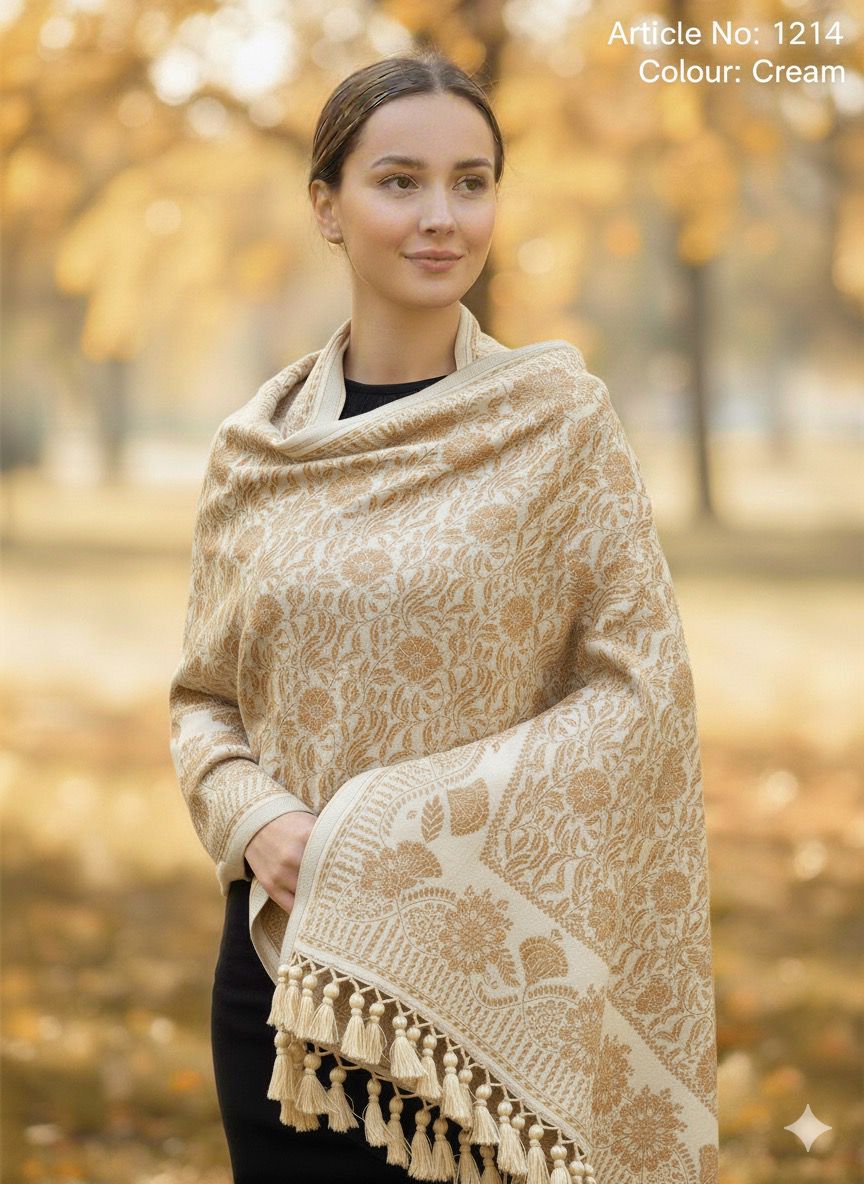 Elegant Black Floral Paisley Stole – Article No -1214