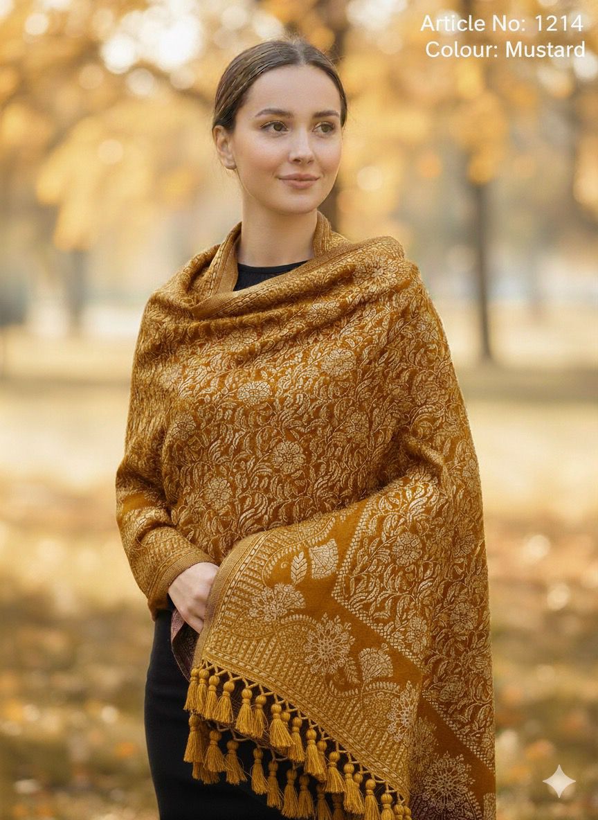 Elegant Black Floral Paisley Stole – Article No -1214