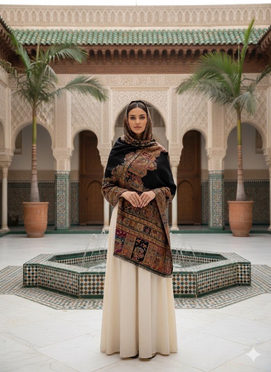 DARBAR BORDER SHAWL BLACK COLOUR