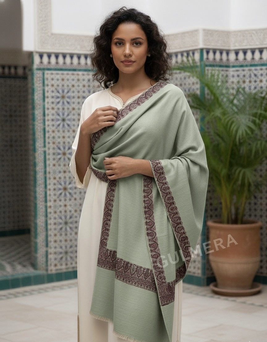 KANI BORDER WOOL BLEND SHAWL