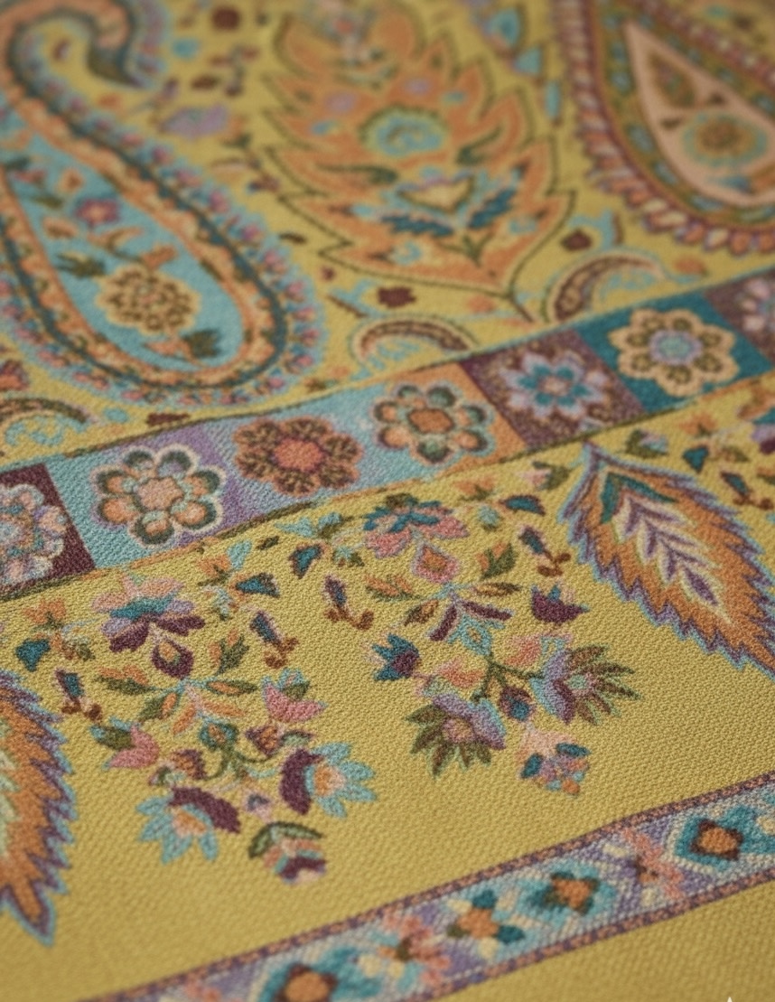 MULTY KANI WOOL SILK STOLE MUSTARD 